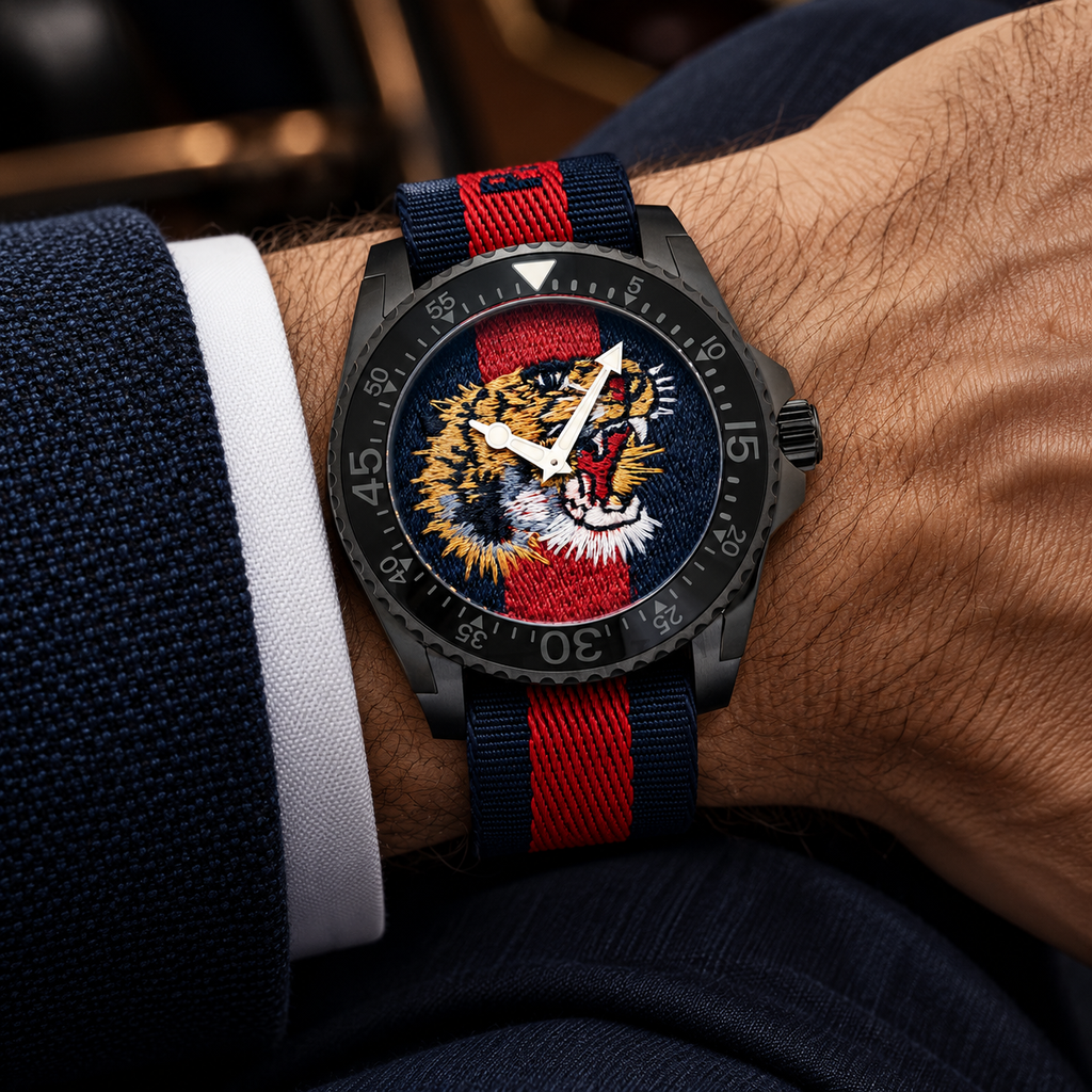Gucci Dive XL Tiger 45mm Men's Watch YA136215 – wrist lifestyle view