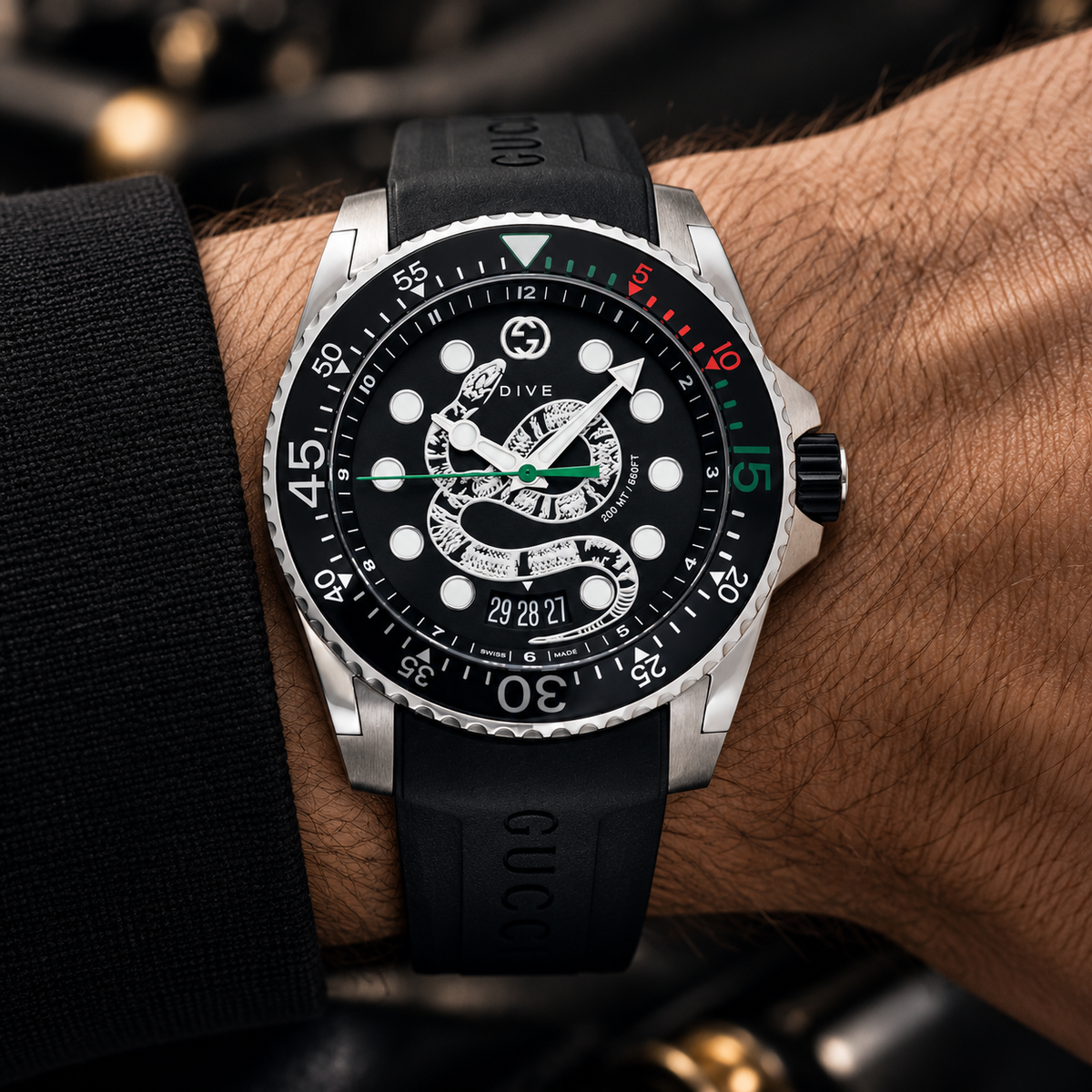 Gucci Dive XL Kingsnake 45mm Men's Watch YA136217 – wrist lifestyle view