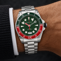 Gucci Dive YA136222 worn upright on a man's wrist