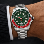Gucci Dive YA136222 worn upright on a man's wrist