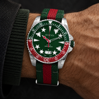 Gucci Dive YA136339 worn upright on a man's wrist