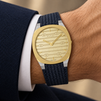 Gucci 25H YA163418 gold-tone watch worn on wrist