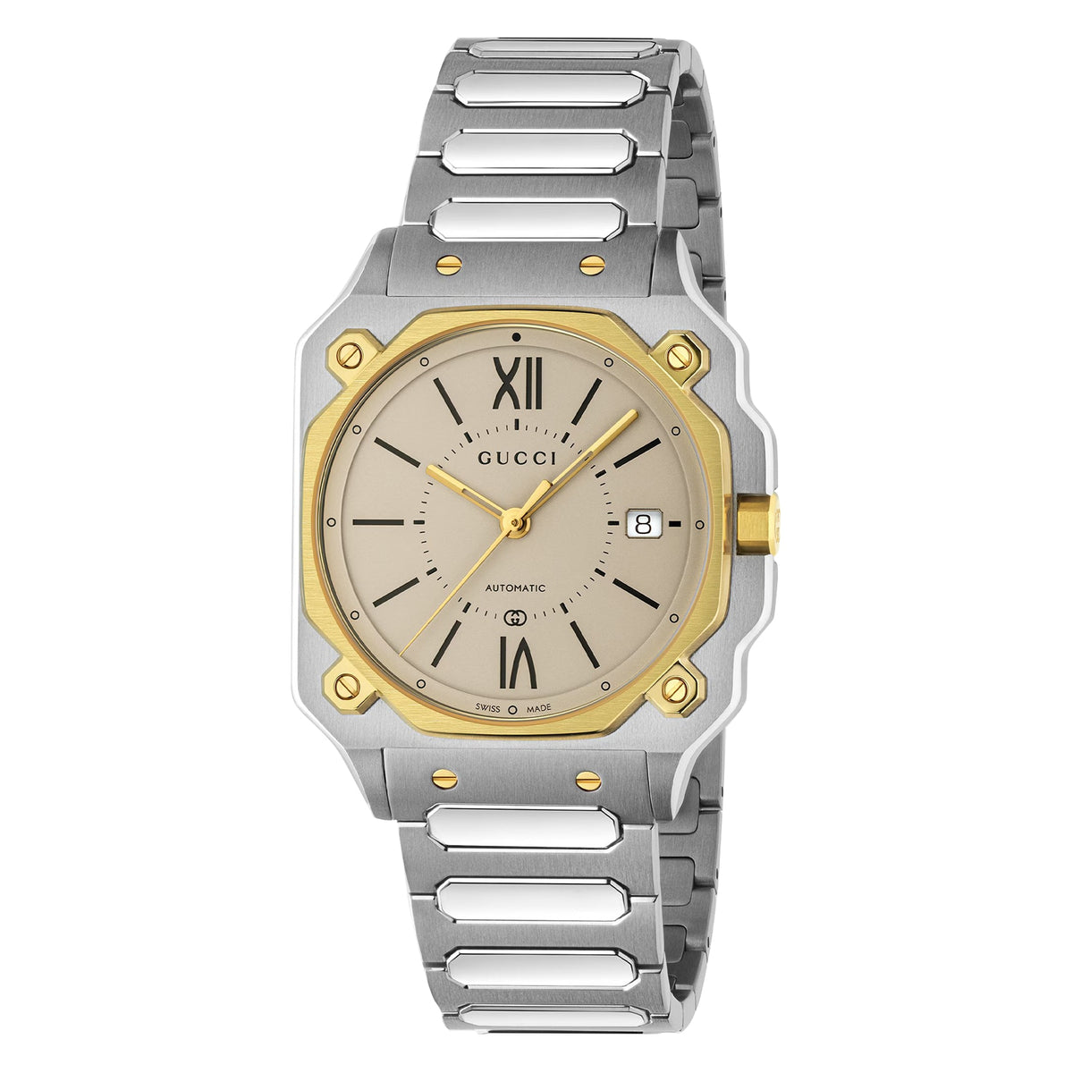 Gucci G-Flat YA166403 silver dial front view