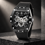 GUESS Mens Venix Black Multi-function Watch – Venix, Black skeleton-style dial, Black silicone strap, 41.5 mm – GW0203G3 – image 5