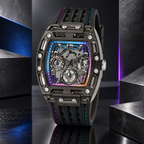 GUESS Mens Venix Black Multifunction Watch – Venix, Transparent black dial with multicolor gradient frame, Black silicone strap with contrast stitching, 42 mm – GW0499G14 – image 2