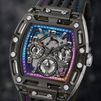 GUESS Mens Venix Black Multifunction Watch – Venix, Transparent black dial with multicolor gradient frame, Black silicone strap with contrast stitching, 42 mm – GW0499G14 – image 3