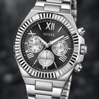 GUESS Equity Mens Silver Tone Multi-function Watch – Equity, Blue sunray chrono-look multi-function dial, Silver-tone three-link stainless-steel bracelet, 44 mm – GW0703G1 – image 3
