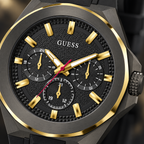 GUESS Mens Black 2-Tone Multi-function Watch – Dashboard, Black textured multi-function dial, Black and gold-tone stainless-steel bracelet, 46 mm – GW0799G1 – image 3