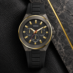 GUESS Mens Black 2-Tone Multi-function Watch – Dashboard, Black textured multi-function dial, Black and gold-tone stainless-steel bracelet, 46 mm – GW0799G1 – image 4