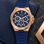 GUESS Mens Blue 2-Tone Multi-function Watch – Dashboard, Blue textured multi-function dial, Blue and silver-tone stainless-steel bracelet, 46 mm – GW0799G2 – image 4