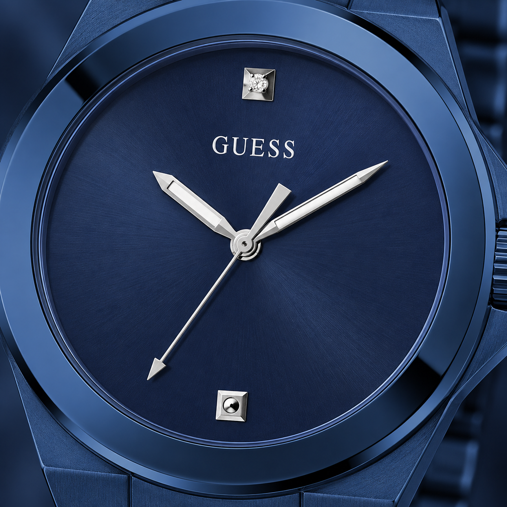 GUESS Mens Blue Analog Watch – Prodigy, Blue sunray dial with genuine diamond marker at 12 o’clock, Blue-tone recycled-steel bracelet, 40 mm – GW0833G1 – image 3