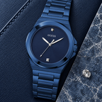 GUESS Mens Blue Analog Watch – Prodigy, Blue sunray dial with genuine diamond marker at 12 o’clock, Blue-tone recycled-steel bracelet, 40 mm – GW0833G1 – image 4