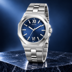 GUESS Mens Silver Tone Analog Watch – Connoisseur, Blue dial with applied markers, Silver-tone brushed and polished stainless-steel bracelet – GW0849G1 – image 2