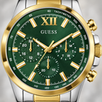 GUESS Mens 2-Tone Multi-function Watch – Phoenix, Green chrono-look multi-function dial, Two-tone recycled-steel bracelet – GW0900G5 – image 3