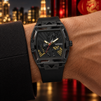 GUESS Mens Venix Limited Edition Lunar New Year Black Analog Watch – Venix Lunar New Year Limited Edition, See-through black dial with sculpted horse motif and red sweep hand, Black silicone strap, 44 mm – GW1074G1 – image 1