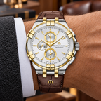Maurice Lacroix AI1018-PVY11-132-1 — men's wrist with premium tailoring