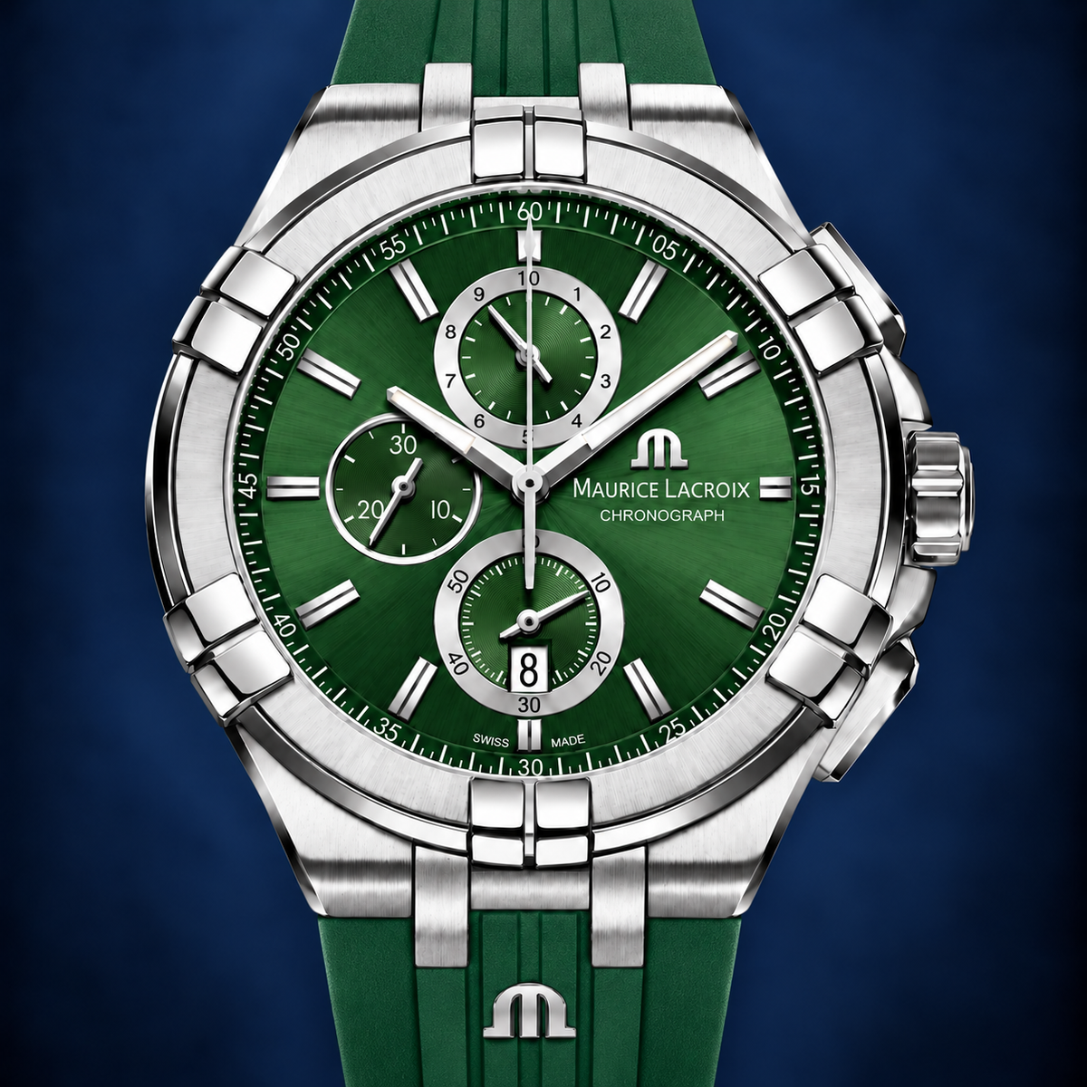 Maurice Lacroix AI1018-SS000-630-5 — dial and bezel detail