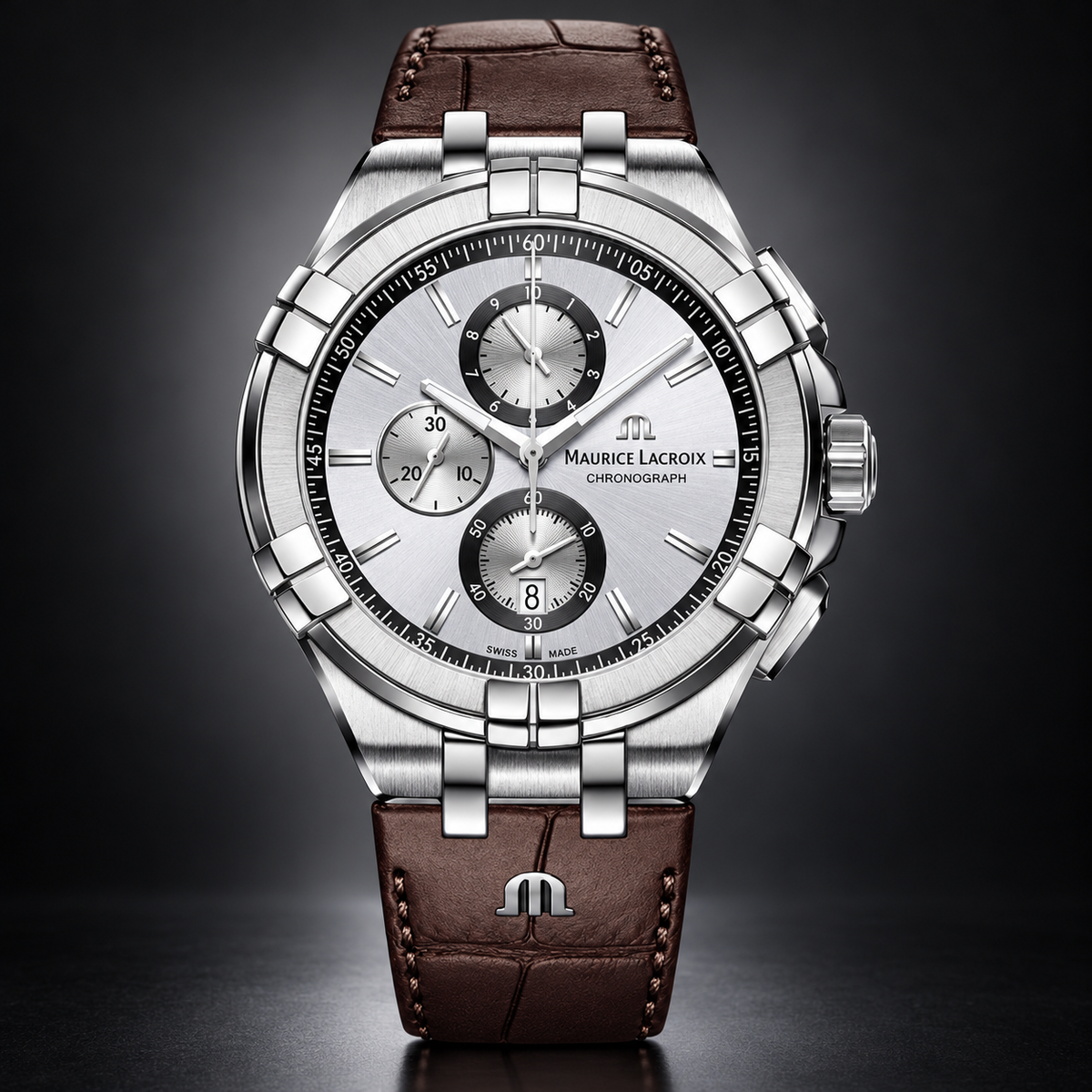 Maurice Lacroix AI1018-SS001-130-1 — dial and bezel detail