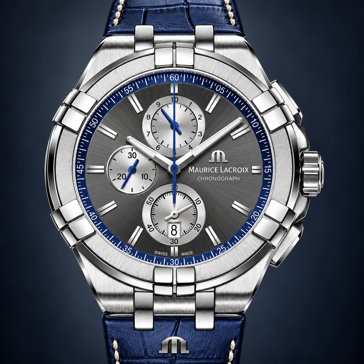 Maurice Lacroix AI1018-SS001-333-1 — dial and bezel detail