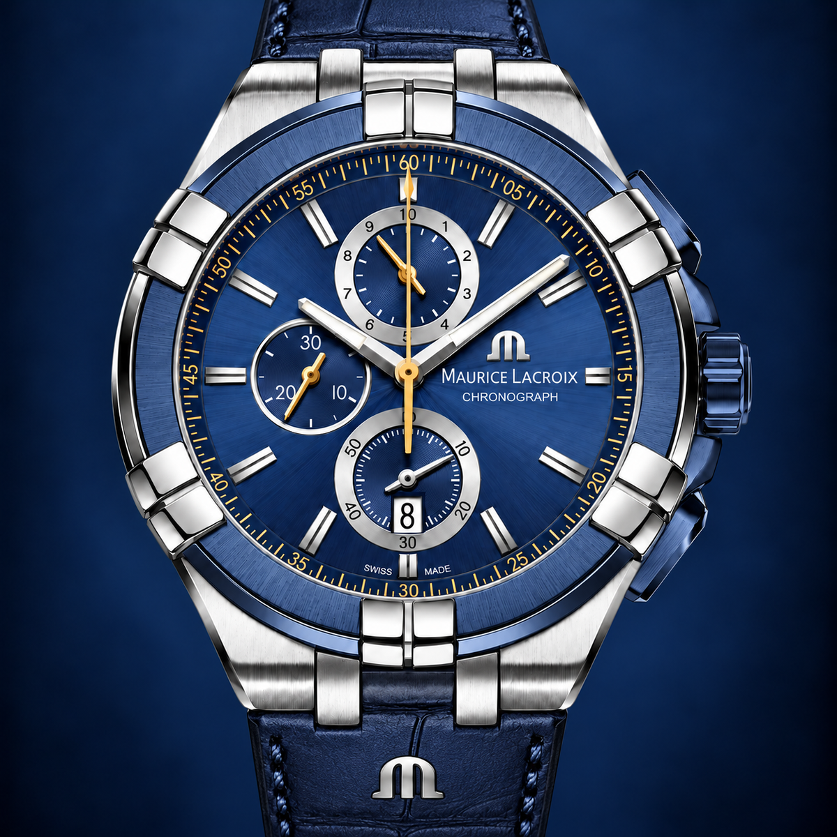 Maurice Lacroix AI1018-SS001-432-4 — dial and bezel detail