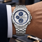 Maurice Lacroix AI1018-SS002-131-1 — on a man's wrist with premium tailoring