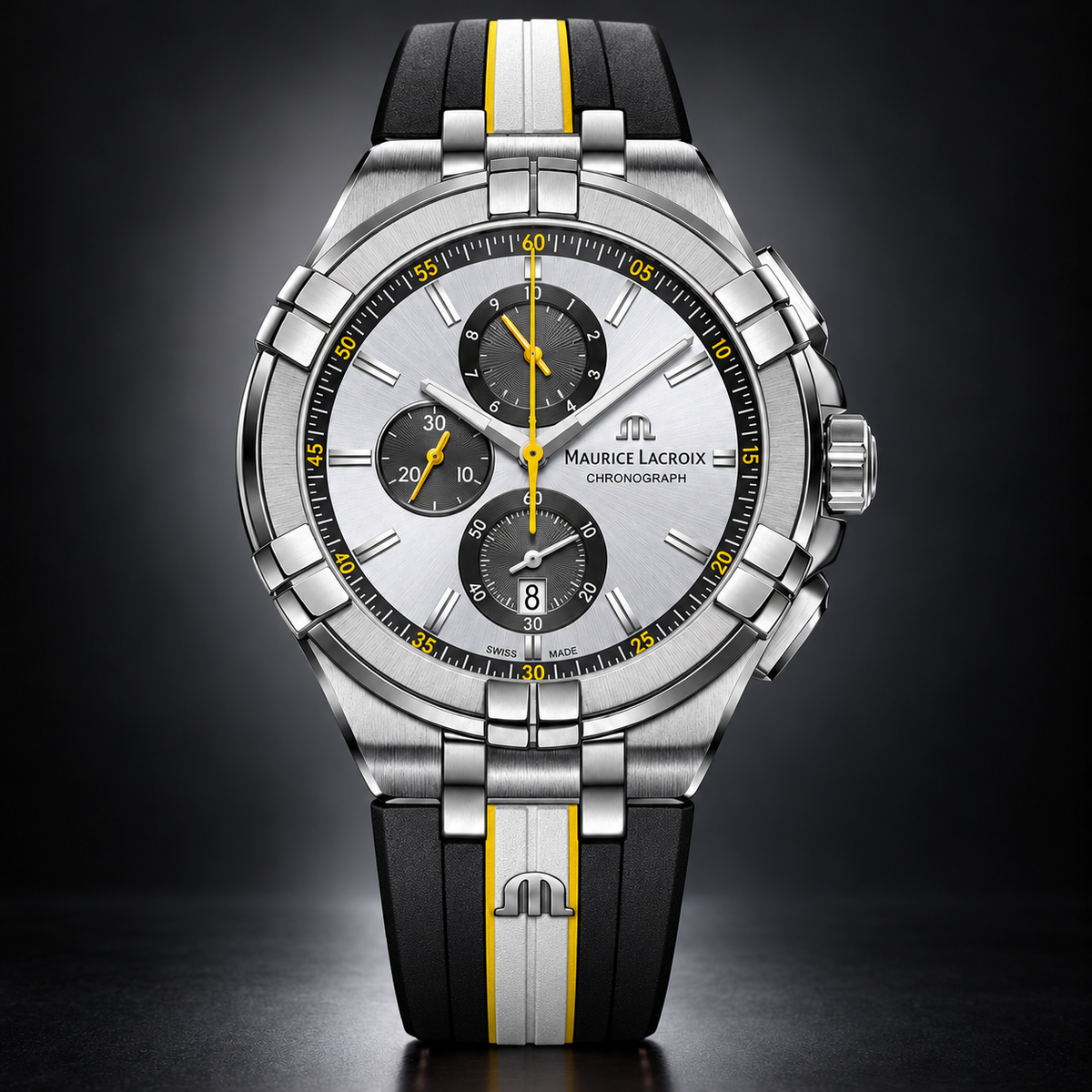 Maurice Lacroix AI1018-TT030-130-K — dial and bezel detail