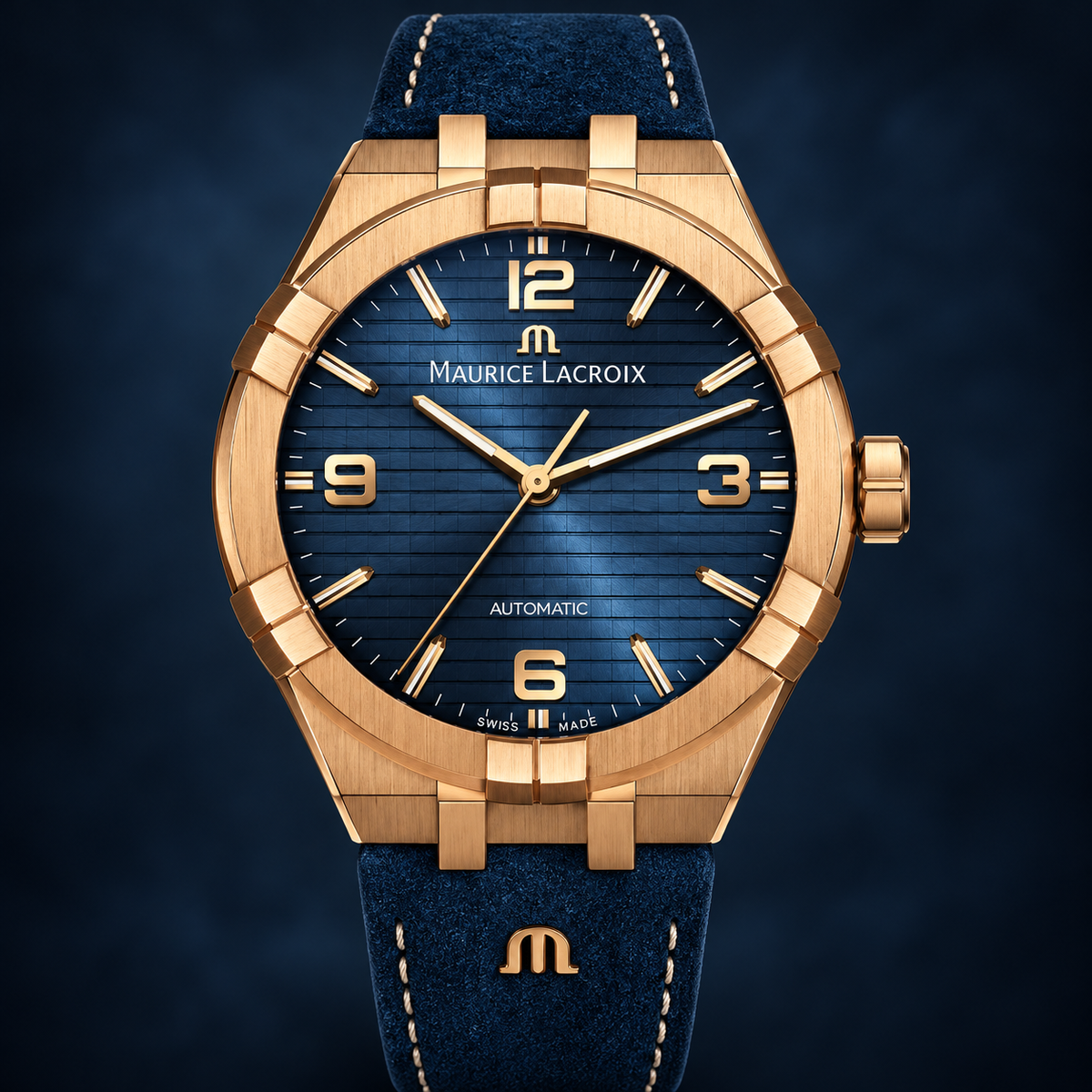 Maurice Lacroix AI6008-BRZ01-420-1 — dial and bezel detail
