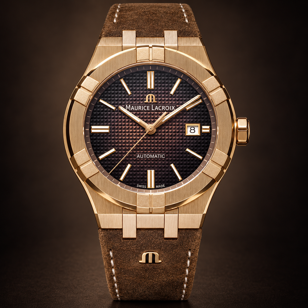 Maurice Lacroix AI6008-BRZ01-730-3 — dial and bezel detail