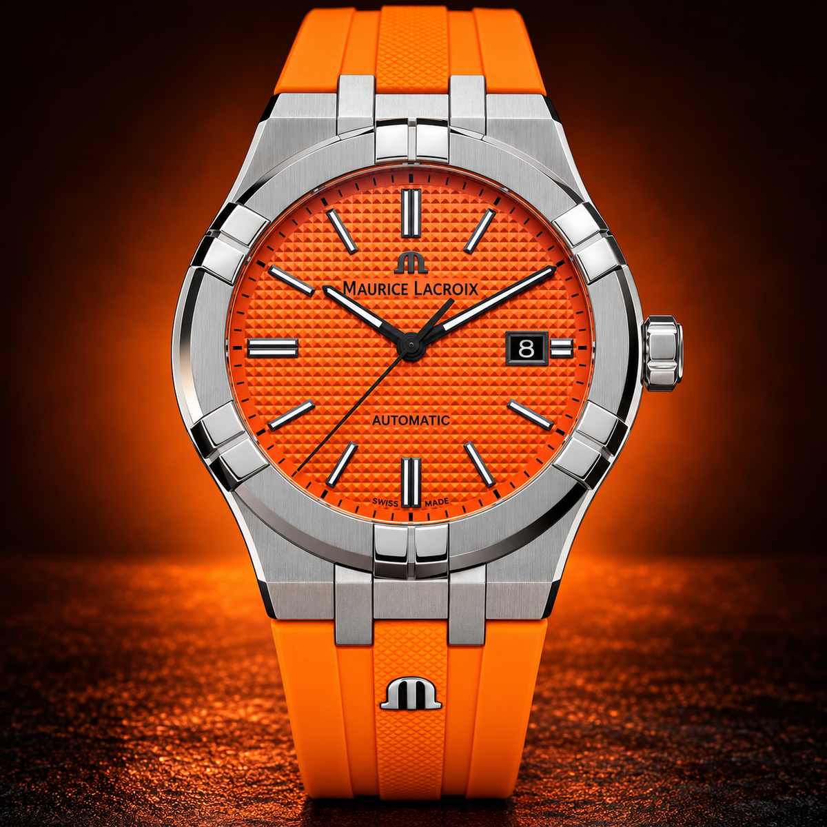 Maurice Lacroix AI6008-SS00F-530-1 — dial and bezel detail