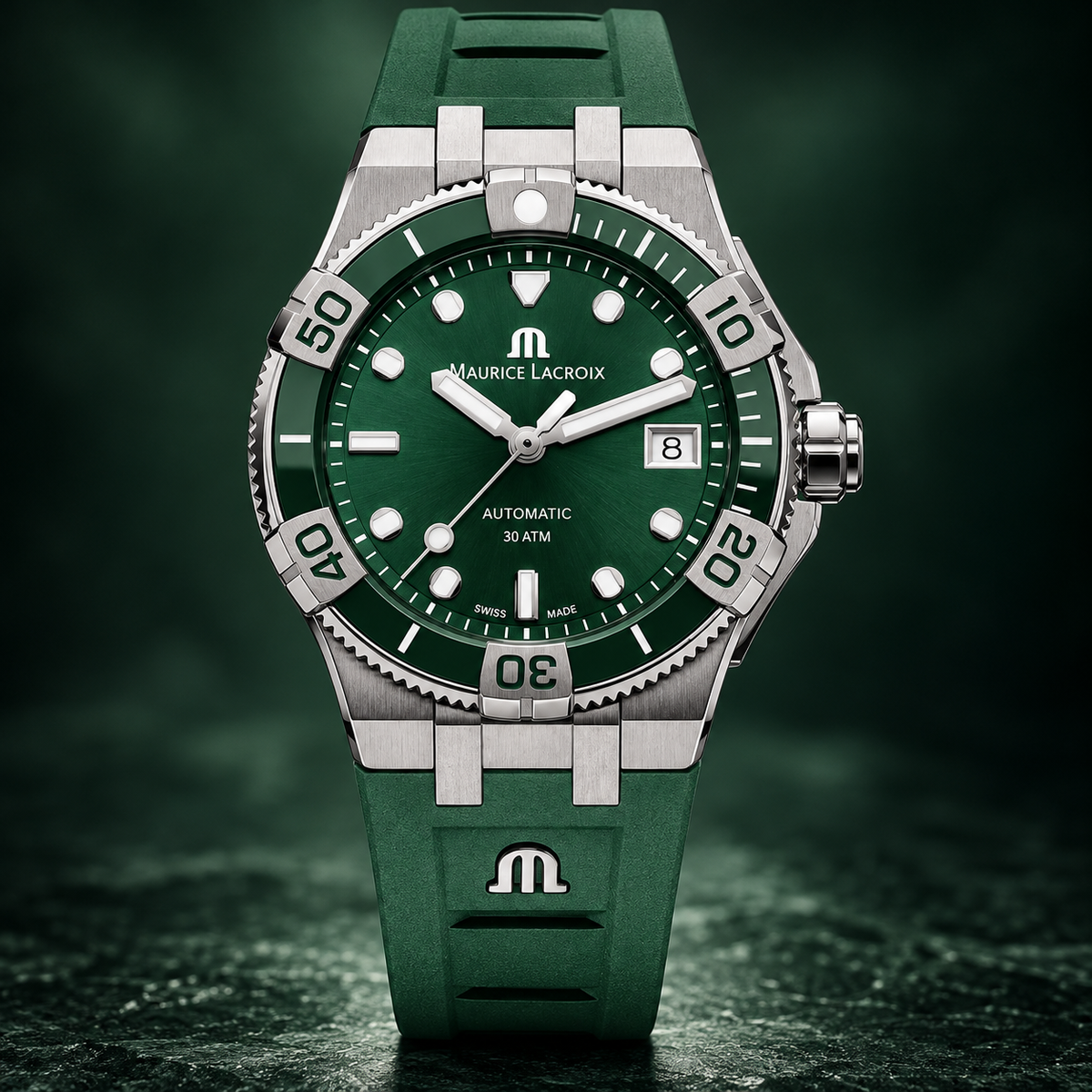 Maurice Lacroix AI6057-SSL50-630-5 — dial and bezel detail