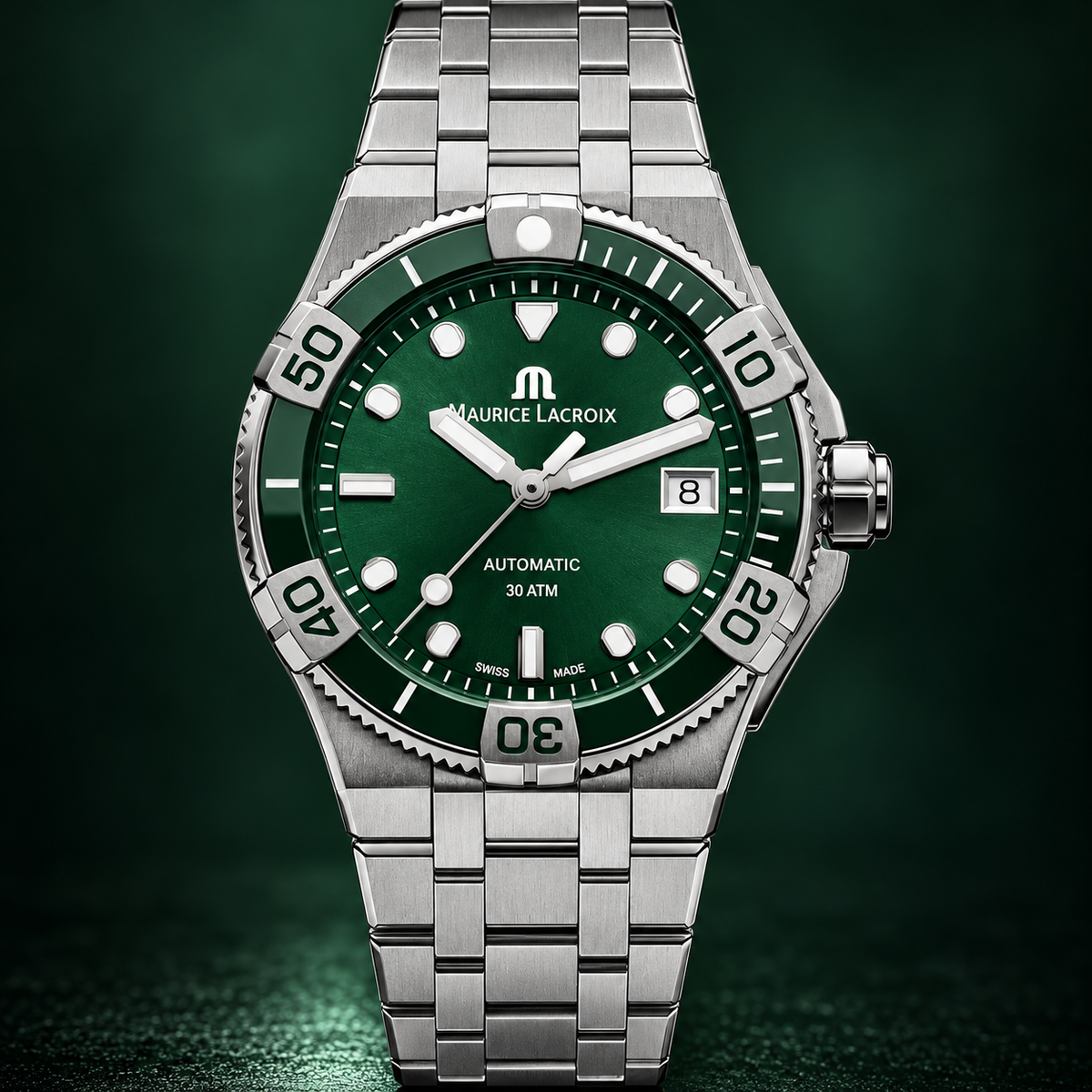 Maurice Lacroix AI6057-SSL52-630-1 — dial and bezel detail