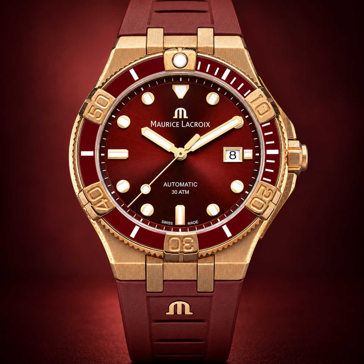 Maurice Lacroix AI6058-BRZ6B-530-6 — dial and bezel detail