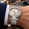 Maurice Lacroix PT6148-SS002-131-1 — men's wrist with premium tailoring