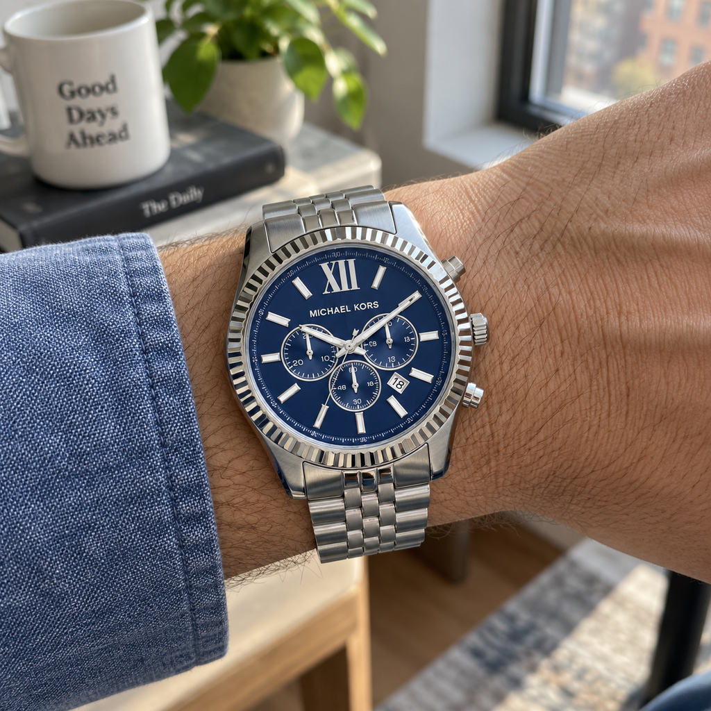 Michael Kors MK8280 men's navy chronograph, natural photograph 1