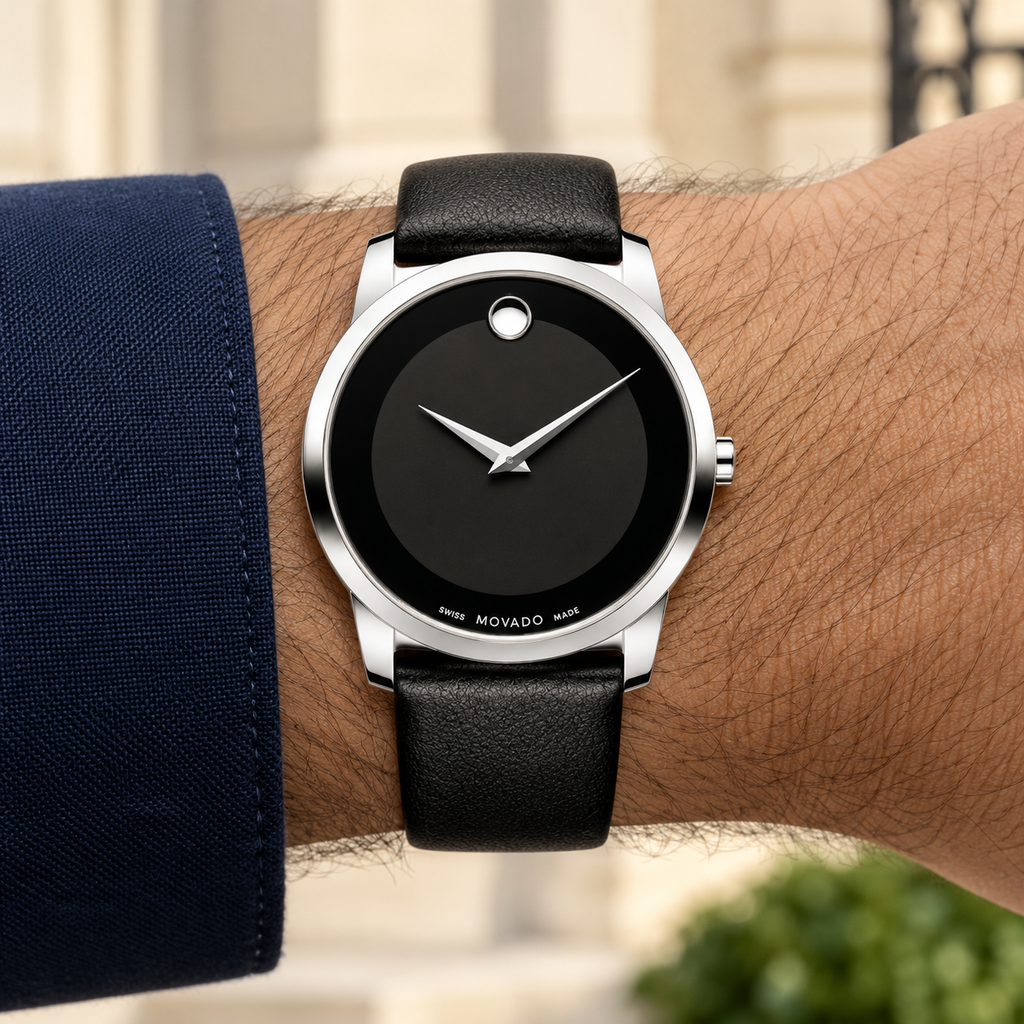 Movado Museum Classic 40mm Black Dial Men's Watch 0606502 — wrist alternate