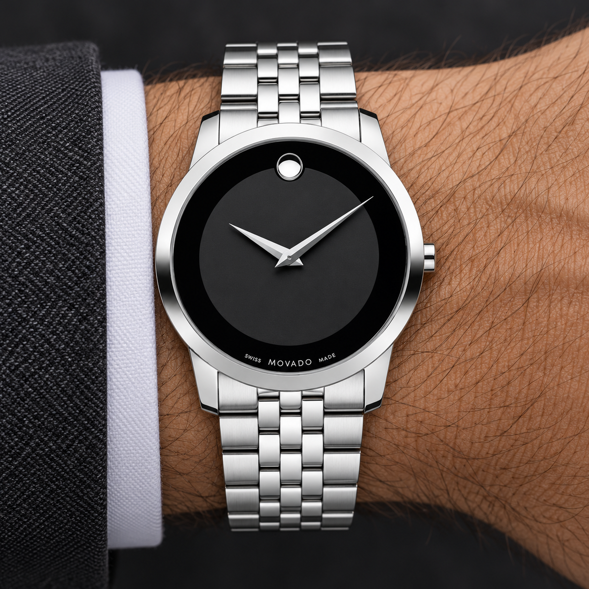 Movado Museum 40mm Black Dial Men's Watch 0606504 — 01 wrist
