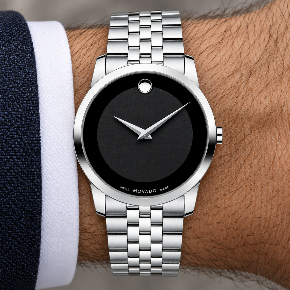 Movado Museum 40mm Black Dial Men's Watch 0606504 — 04 dial detail