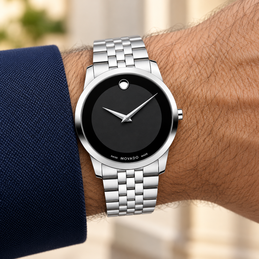 Movado Museum 40mm Black Dial Men's Watch 0606504 — 05 wrist alternate