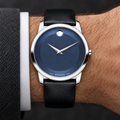 Movado Museum 40mm Blue Dial Men's Watch 0606610 — wrist