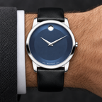 Movado Museum 40mm Blue Dial Men's Watch 0606610 — wrist
