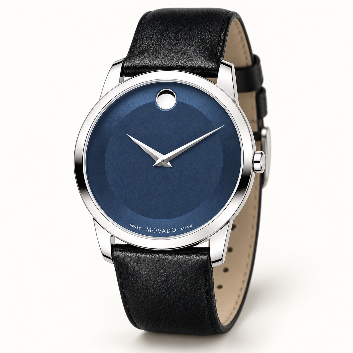 Movado Museum 40mm Blue Dial Men's Watch 0606610 — three quarter