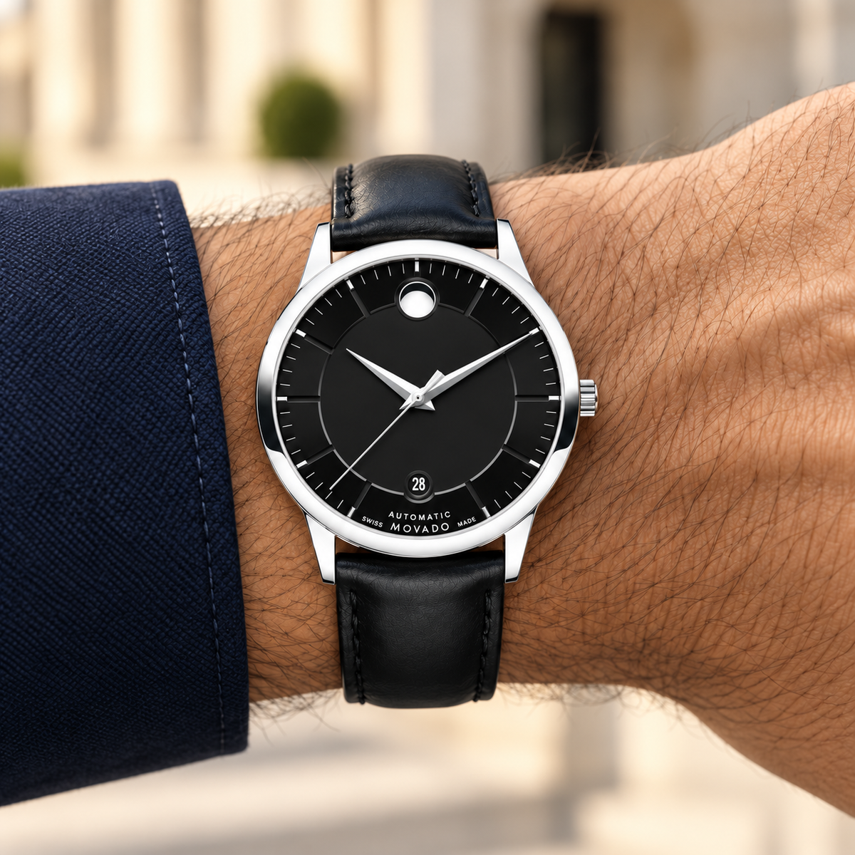 Movado 1881 Automatic 39.5mm Black Dial Men's Watch 0606873 — wrist alternate
