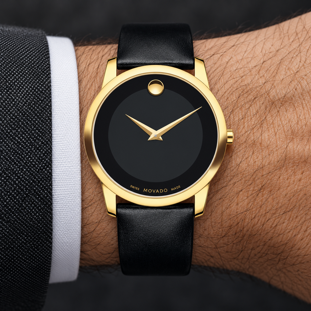 Movado Museum 40mm Black Dial Men's Watch 0606876 — wrist