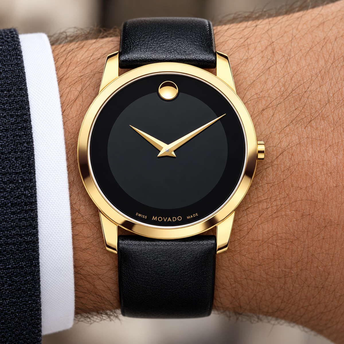 Movado Museum 40mm Black Dial Men's Watch 0606876 — dial detail