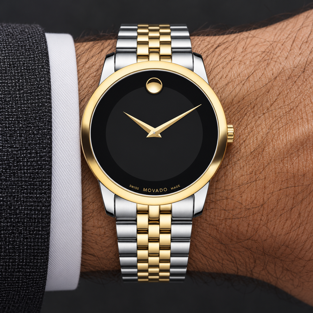 Movado Museum Classic 40mm Black Dial Men's Watch 0606899 — wrist