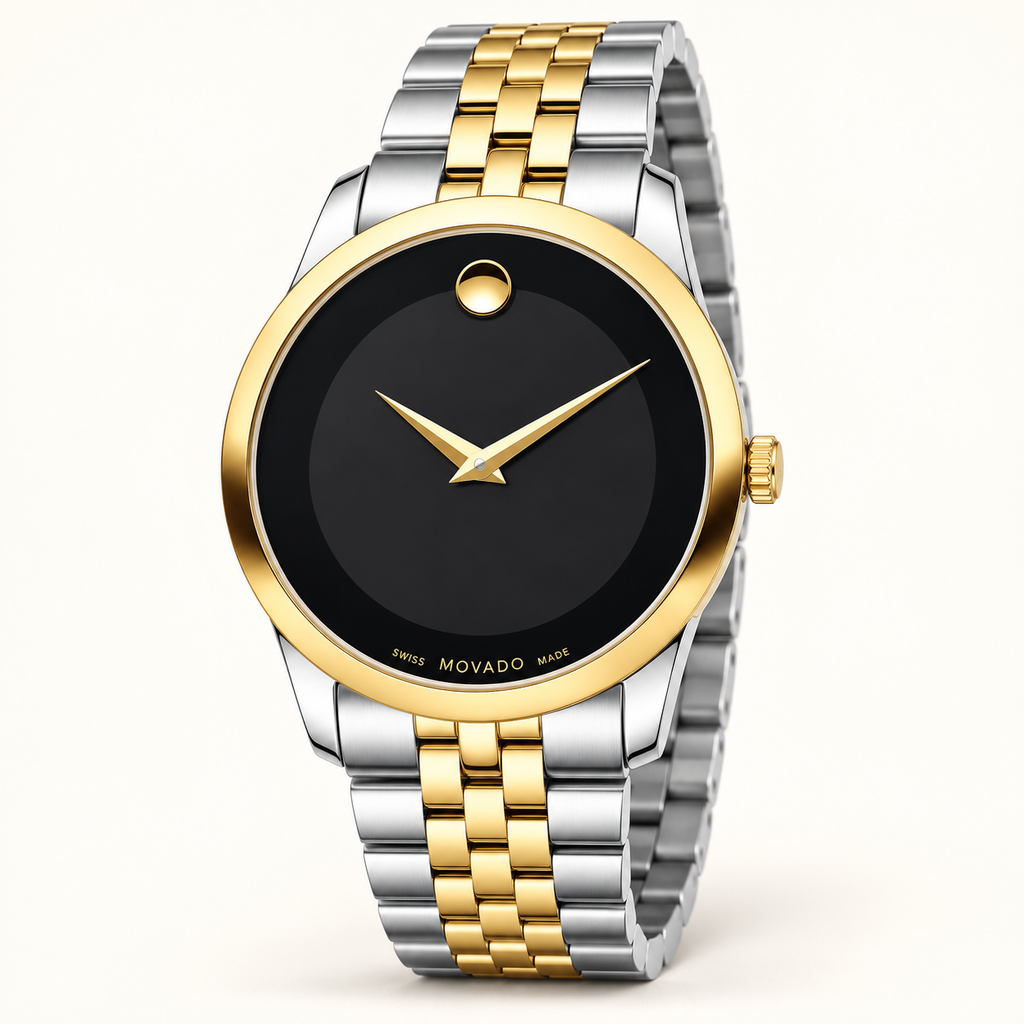 Movado Museum Classic 40mm Black Dial Men's Watch 0606899 — three quarter