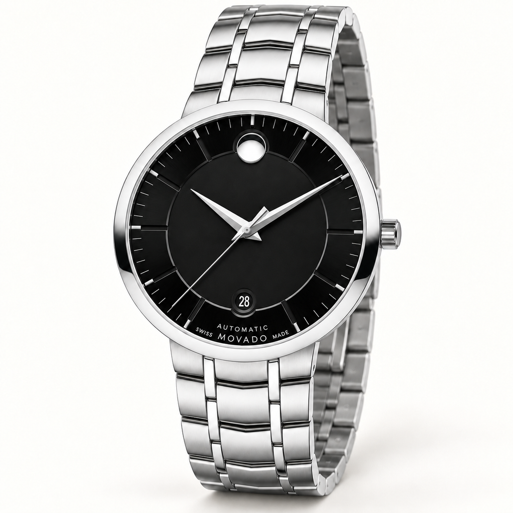 Movado 1881 Automatic 39.5mm Black Dial Men's Watch 0606914 — three quarter