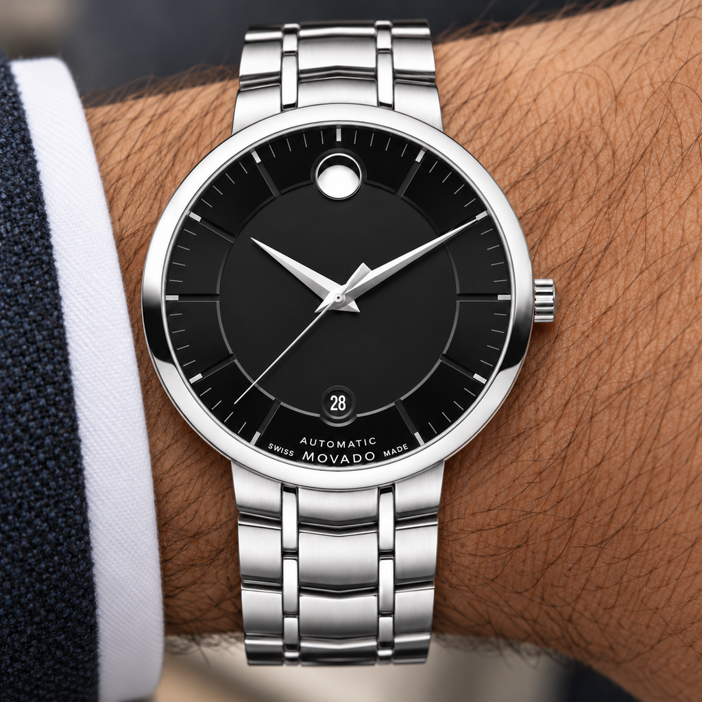 Movado 1881 Automatic 39.5mm Black Dial Men's Watch 0606914 — dial detail