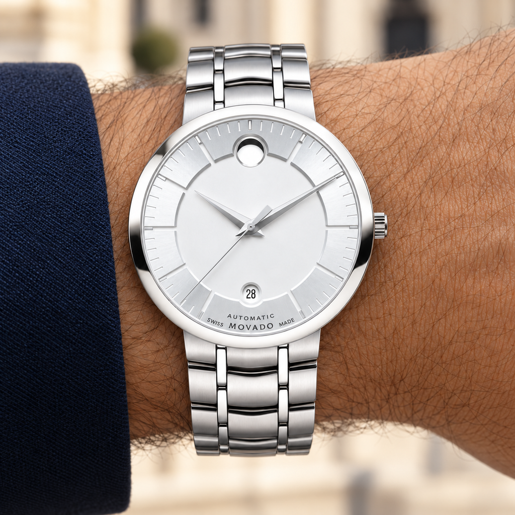 Movado 1881 Automatic 39.5mm Silver Dial Men's Watch 0606915 — wrist alternate
