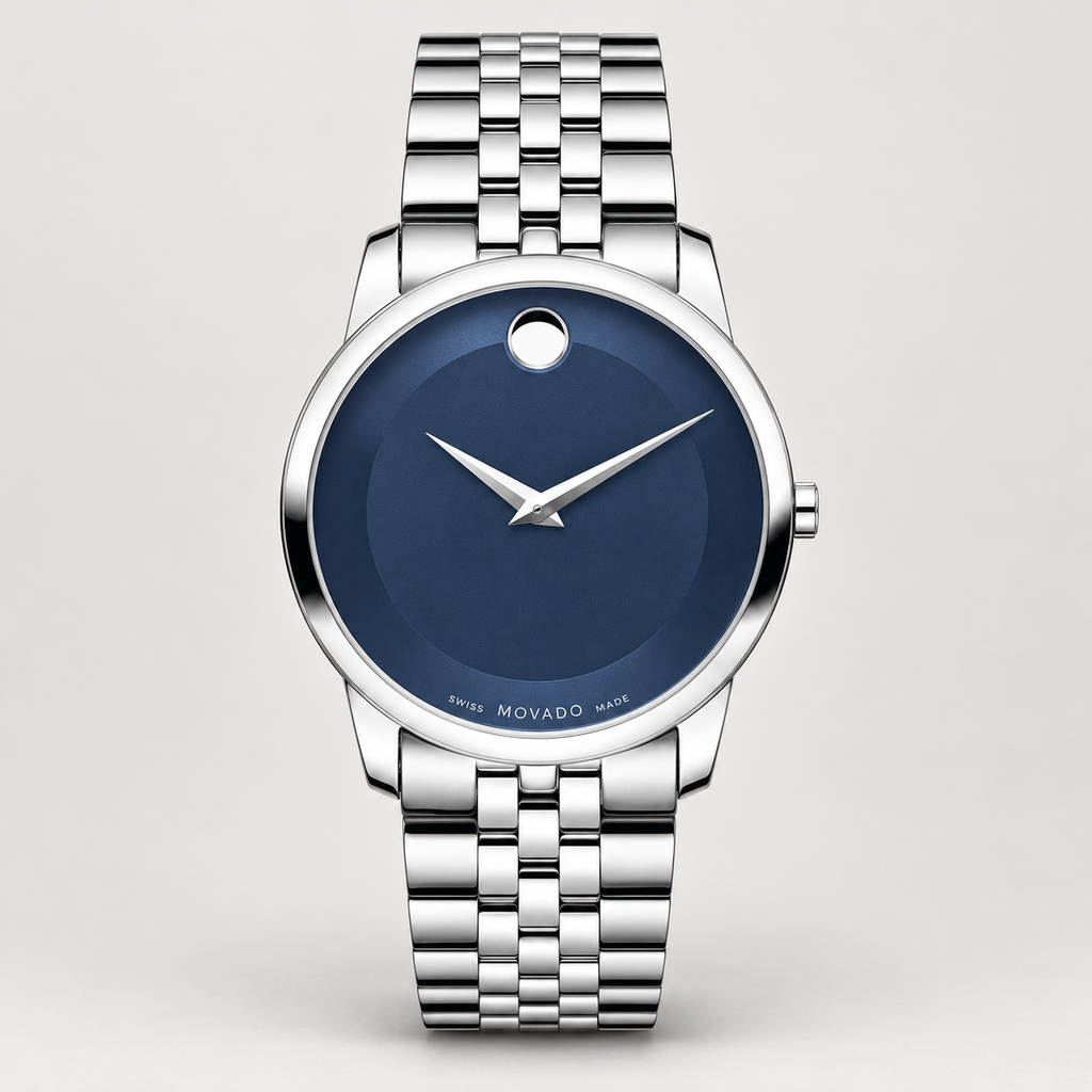 Movado Museum 40mm Metallic Blue Dial Men's Watch 0606982 — front